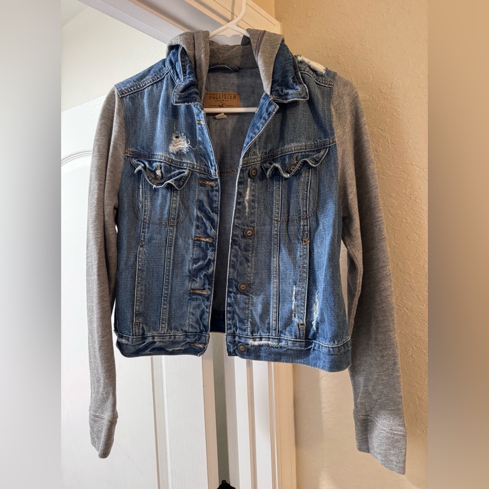 Hollister Blue Denim Jacket with Gray Lining